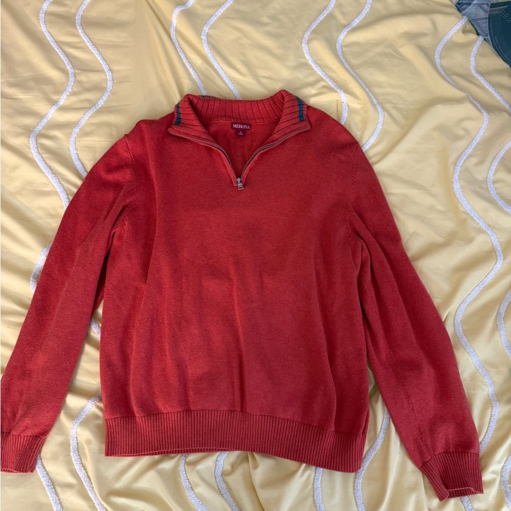 Men's Orange Half-Zip Sweater